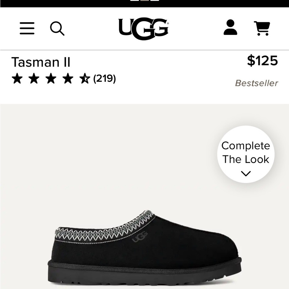 UGG Tasman II Black Slip-On Shoes with Patterned Trim SIZE 11